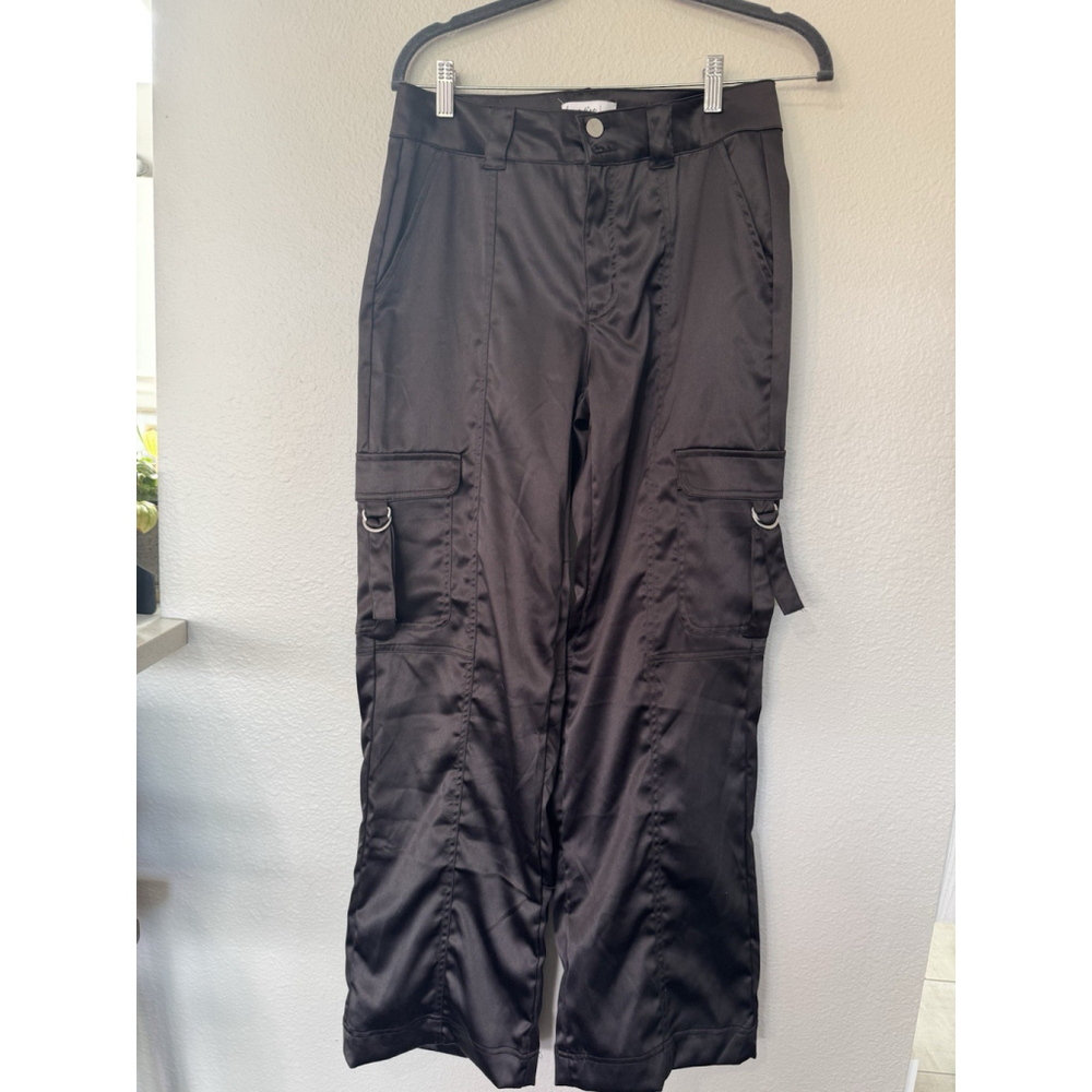 Love Fire Chocolate Brown Satin Cargo Utility Streetware Gorpcore size 11 junior